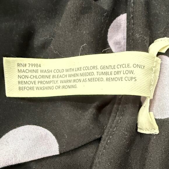 Soma Womens Dress XL Black Lavender Polka Dots Sleeveless Empire Waistline Flowy - Picture 5 of 6